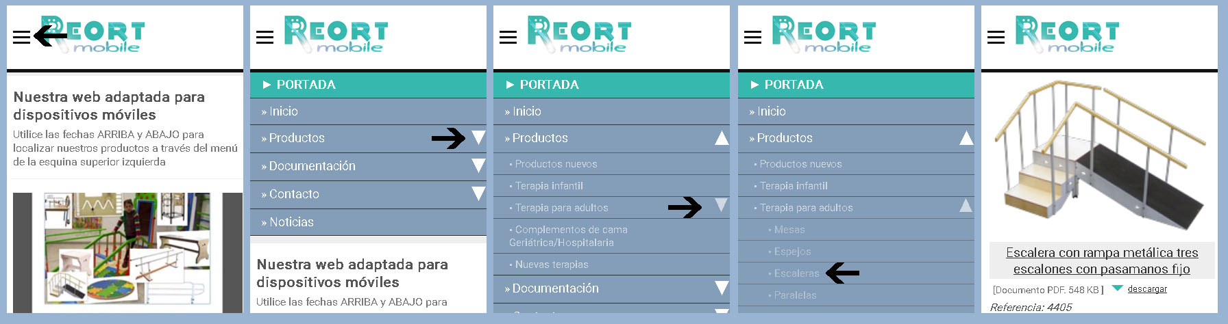 Captura de pantallas de la versión móvil